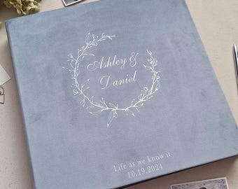 Large Blue Gray Wedding Photo Album Black Sheets, Slip-In Album, Holds 250-1000 4x6 Photos
