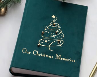 Christmas Slip-In Photo Album 6x8, Green Noel Album with Pockets 5x7, Custom Family Keepsake