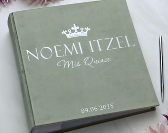 Velvet Quinceañera Slip-in Photo Album 4x6, Sweet 16, Sage Green 100–1000 Photos