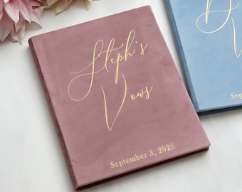 Personalized Wedding Vow Books Set, Rose His Hers Vows Book, Ceremony Keepsake