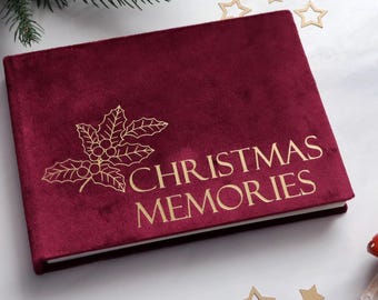 Christmas Accordion Photo Album 5x7, Velvet Holiday Photo Book, Red Noel Memory Keepsake
