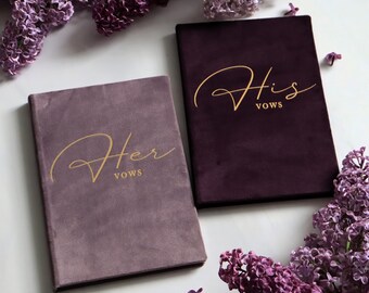 Plum and Lavender Velvet Vow Books, His Her Wedding Vows Booklets, Romantic Ceremony Keepsake
