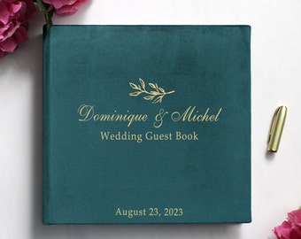 Emerald Wedding Guest Book, Memorial Blank Photo Album, Marriage Velour Book, Custom Wedding Guest Book, 4x6 Photo Album With Writing Space