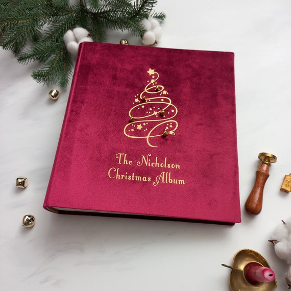 6x8 80 Photos Christmas Photo Album, Self-adhesive Album, Burgundy