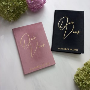 Emerald Velvet Wedding Vow Books, Personalized Foil Lettering Vows Set ...