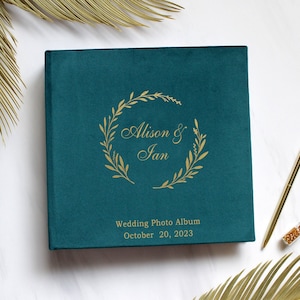 Anniversary Velour Photo Album With Gold Lettering, Wedding Guest Book 20 Pages, 12x12 Scrapbook Photo Album, Engagement Velvet Photo Album