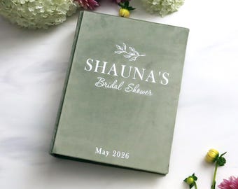 Personalized Sage Green Velvet Slip-In Photo Album 4x6, Holds 100–600 Photos, Bridal Album