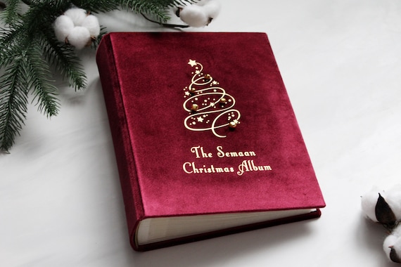 5x7 100 Photos Christmas Slip in Photo Album, Burgundy Red Noel