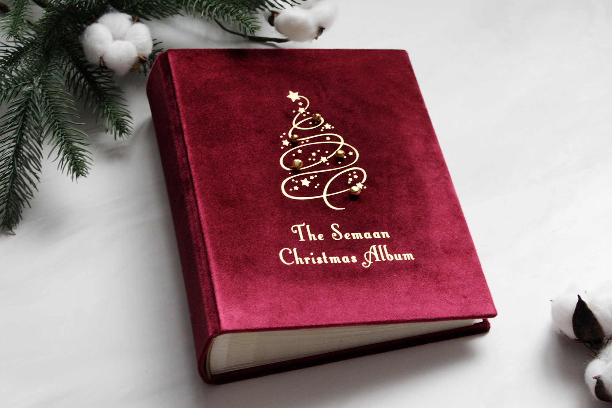 5x7 100 Photos Christmas Slip in Photo Album, Burgundy Red Noel Album With  Sleeves, Family Custom Album, Photo Album for Christmas Card 