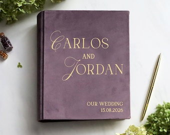 Velvet Slip-in Photo Album 4x6, Personalized Wedding Albums, Custom Couples Photo Book, 100-600 Photos