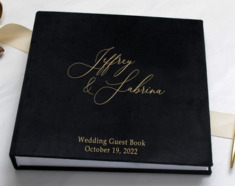 Black Wedding Photo Album, Velvet Guest Book, Boudoir Photo Album, 5x7 Photo Album, Large Engagement Guest Book, 9x11 Black Sheet, Instax