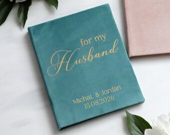 Teal Wedding Vow Book, Personalized Vows Booklet for Groom, Custom Ceremony Vows Journal
