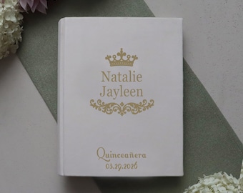 Pearl White Quinceañera Photo Album 5x7, Velvet Slip-In Album Sleeves, Sweet 15 Keepsake