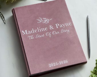Personalized Rose Pink Velvet Slip-In Photo Album 4x6, Holds 100–600 Photos, Wedding Anniversary Gift
