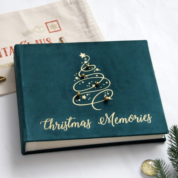 Green Christmas Photo Album, Velvet Album Photos Noël, Santa Album Christmas  Tree & Bells, Personalize Family Holiday Memories, Gold Large 