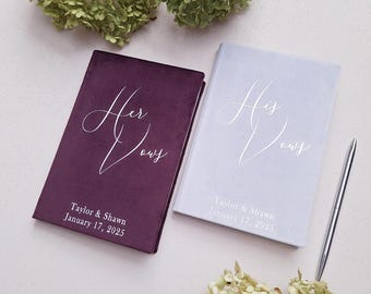 Personalized Velvet Vow Books: His & Hers Silver Foil Set