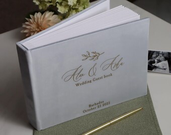 Light Blue Wedding Guest Book, Personalized Bridal Sign In Books 9x11, 20 Pages