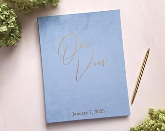 Personalized Velvet Wedding Vow Books Set: His & Hers Keepsake