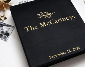 Large Slip-In Photo Album 4x6, Personalized Wedding Black Pages, Anniversary Keepsake Book