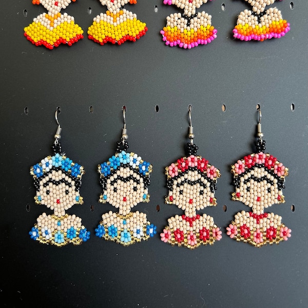 Frida Beaded Chaquira  Mexican Earrings