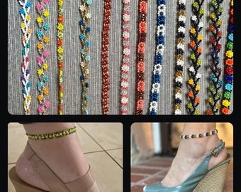 Mexican beaded Huichol anklets
