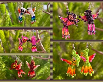 Hummingbird Dangling Mexican Beaded Earrings