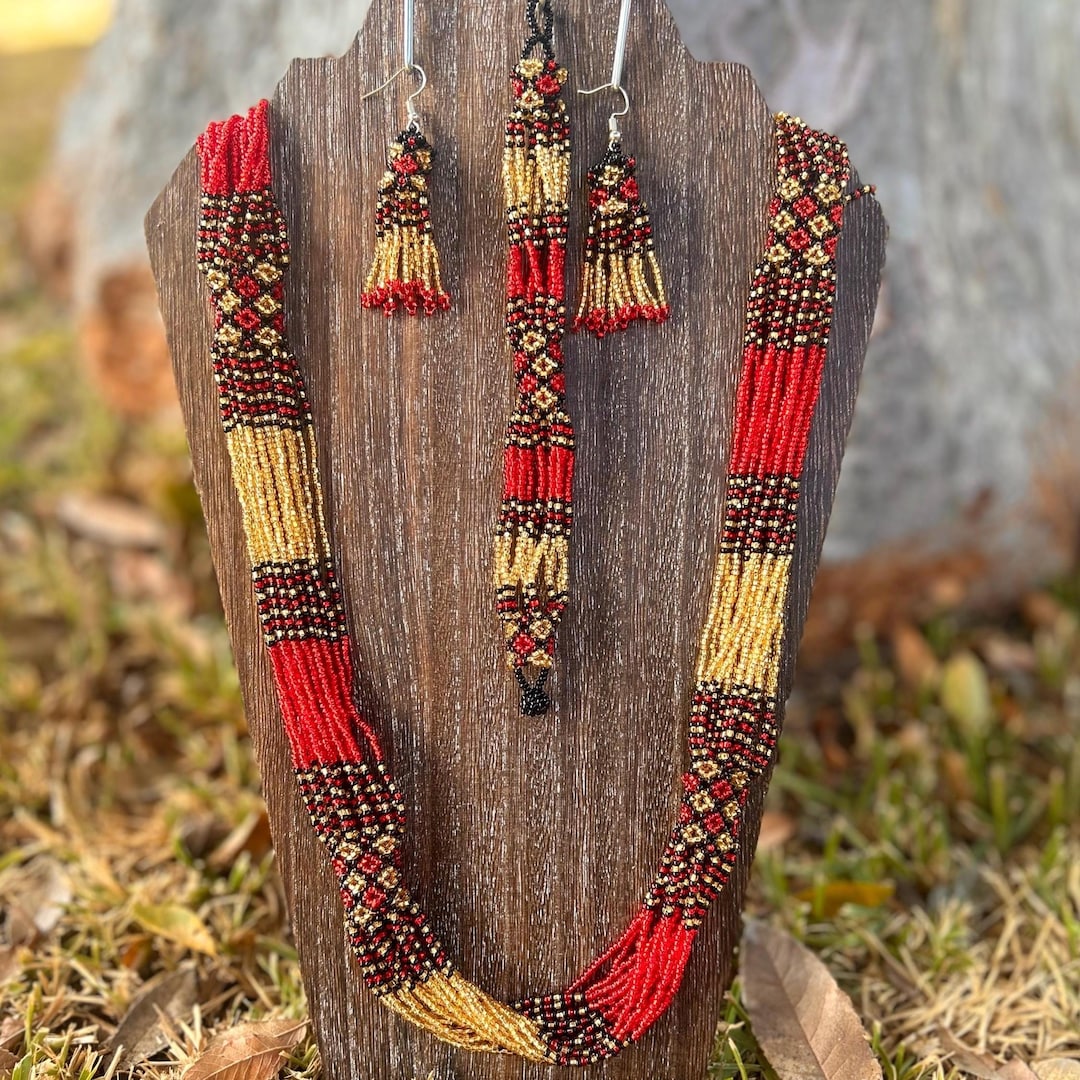 Mexican Rope Chain Handmade Mexican Beaded Rope Jewelry Set. - Etsy
