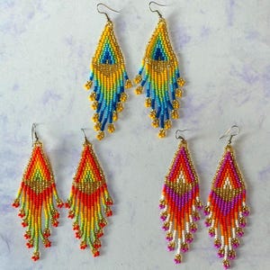 Multicolored beaded Mexican dangling earrings