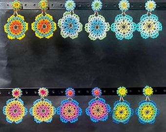 Flowered Mexican Huichol earrings