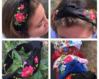 Diademas mexicanas con bordados florales