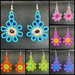 Colorful flower beaded Mexican Earrings