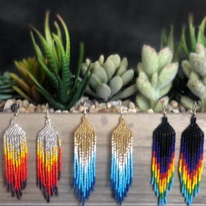 Handmade Huichol Beaded Earrings: Traditional Mexican Jewelry