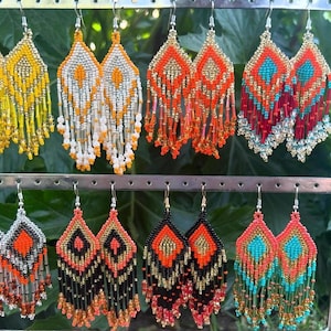 Dangling Mexican Huichol Earrings