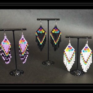 Mexican hand beaded chaquira Huichol earrings