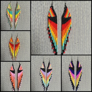 Long beaded Mexican Huichol Earrings