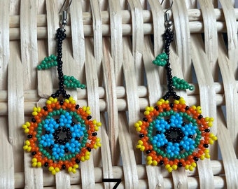 Colorful sun beaded Mexican Earrings