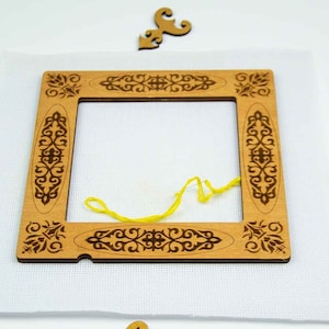 Magnetic cross stitch hoops, Embroidery frame on a plastic canvas, Wooden frame on magnets for embroidery design