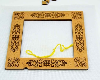 Magnetic cross stitch hoops, Embroidery frame on a plastic canvas, Wooden frame on magnets for embroidery design