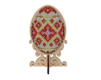 DIY-paaspakket "Easter Egg", paasdecoratie, houtborduurwerk, paaskralen, kraalstiksels hout