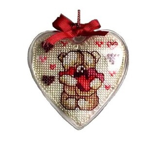 Valentine&#39;s embroidery kit Only for you, Heart embroidery on plastic canvas, Loving heart cross stitch kit, Plastic based toy