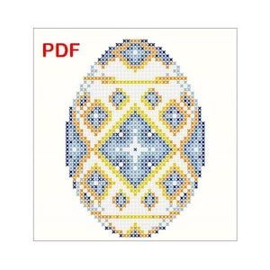PDF counted cross stitch pattern Blue easter egg, DIY embroidered easter ornament, Digital stitching patterns