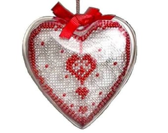 Fervent love Valentine's embroidery kit, Heart embroidery on plastic canvas, Loving heart cross stitch kit, Plastic based toy