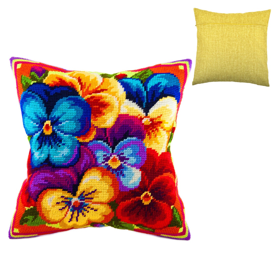 DIY Needlepoint Pillow Kit Violets Needlepoint Pillow Kits - Etsy