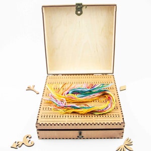 Houten Floss Organizer Box Draad Projectkaart 210 Posities Draadorganizer voor parkeren Houder floss Craft Tools Accessoire, Borduurset