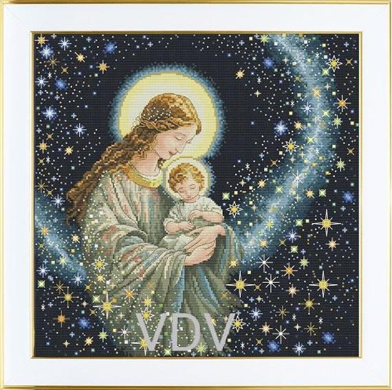 Mother and Child Cross Stitch Kit, Madonna With Child Embroidery