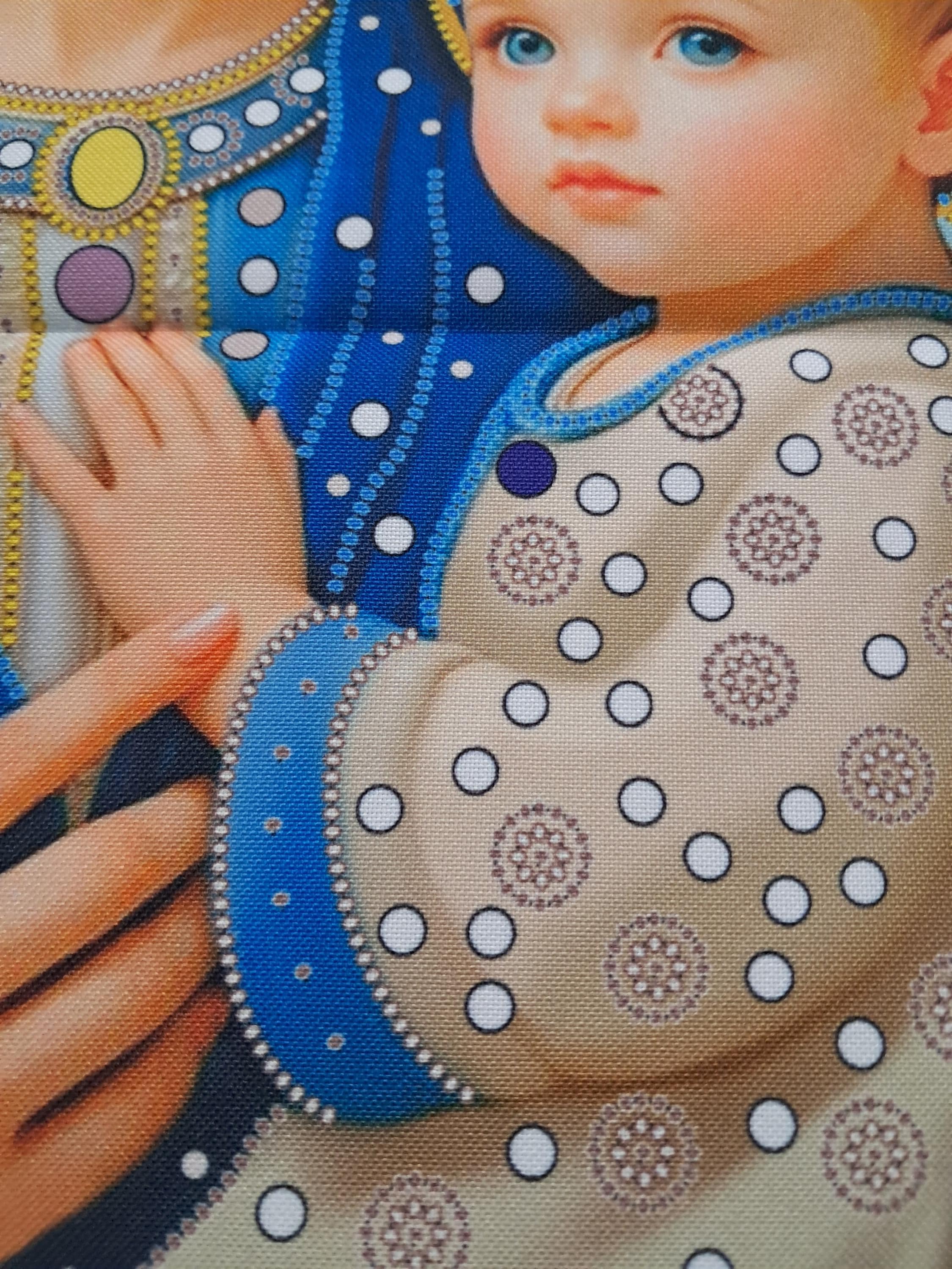 青いビーズ刺繍キットの聖母マリア、母と子のビーズ刺繍キット、宗教的 