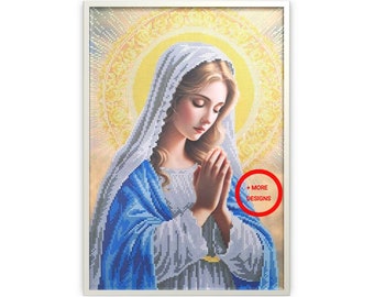 Madonna in prayer bead embroidery kit, Virgin Mary beading kit, DIY bead Orthodox painting, Religious Gift