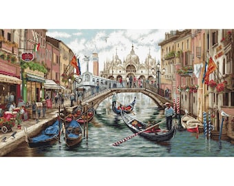 Venice cross stitch kit by luca-s, Italian landscape embroidery kit, Hand Embroidery kit