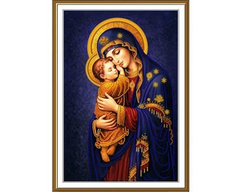 Mother's Tenderness bead embroidery kit, Mother of God beading kit, Religious Gift
