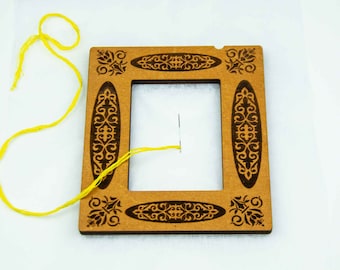 Magnetic embroidery hoops, Embroidery frame on a plastic canvas, Wooden frame on magnets for cross stitch Mill Hill design